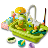 Kids Electric Dishwasher & Sink Playset — Running Water Pretend Play Kitchen Toy (Ages 3+) frog